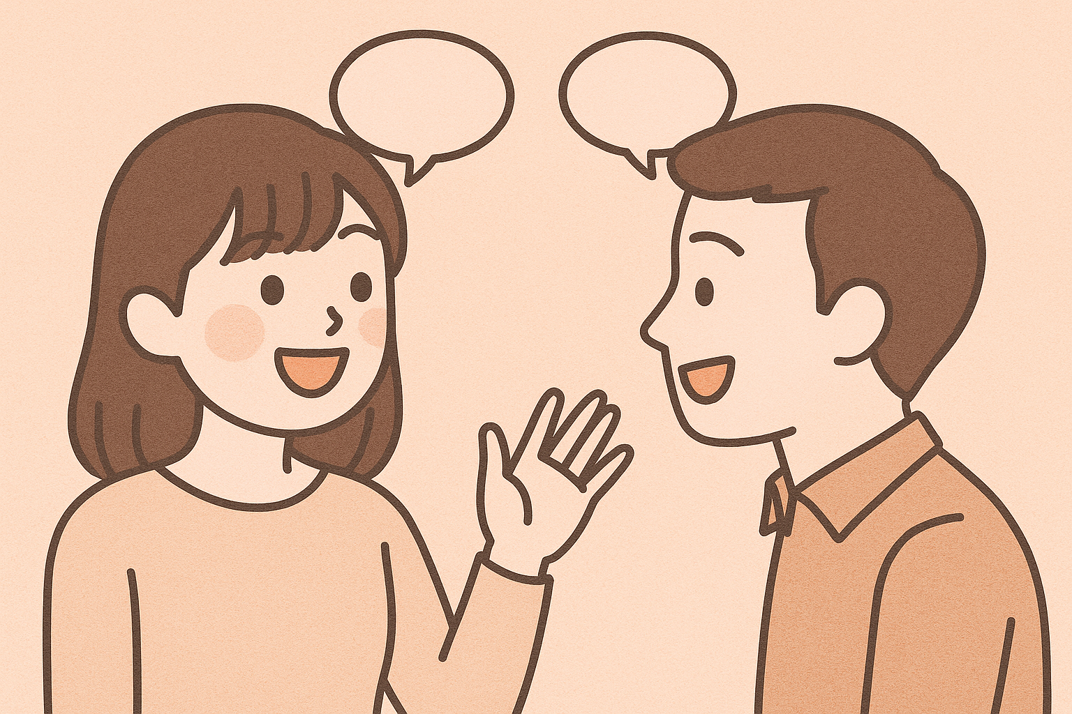チャットレディが男性と楽しく会話しているイラスト