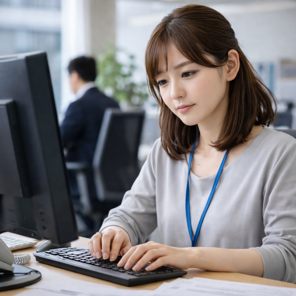 書類を確認しながら副業や住民税の仕組みを学んでいる女性