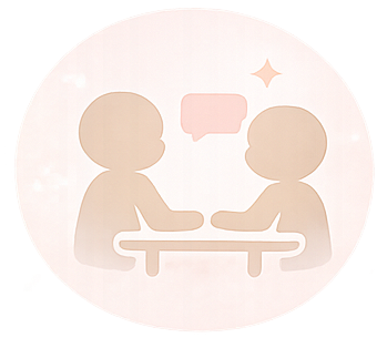 対面で説明を受ける面談のイメージアイコン