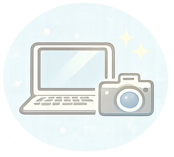 パソコンとカメラの配信準備を表すアイコン